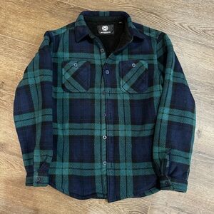 Weatherproof Outdoor Jacket Lined Mens Navy Blue / Green Plaid Size S